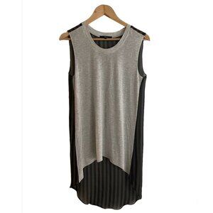 Black Luxe sleeveless chiffon layering tunic top high low M